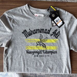 Roots of Fight Under Armour Gray Tee with Yellow Stripe Muhammad Ali Graphic